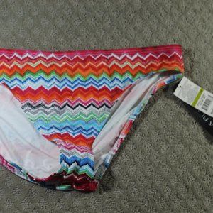 NWT La Blanca Size 14 Vibrant Multi-color Chevron Zig Zag Stripes Bikini Bottom
